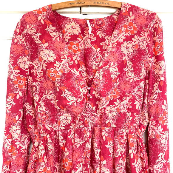 Free People Stealing Fire Tunic Dress Sz S Bohemian Hippie Light & Flowy - Picture 3 of 15